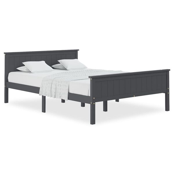 vidaXL Bed Frame without Mattress Grey Solid Wood Pine 140x200 cm