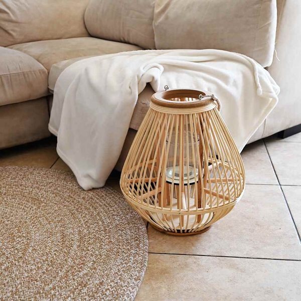 vidaXL Hanging Candle Lantern Holder Wicker Natural