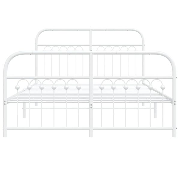 vidaXL Metal Bed Frame without Mattress with Footboard White 140x190cm