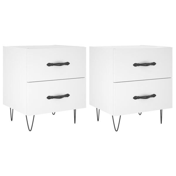 vidaXL Bedside Cabinets 2 pcs White 40x35x47.5 cm Engineered Wood