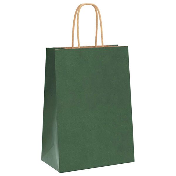 vidaXL Paper Bags 50 pcs with Handles Green 15x8x21 cm