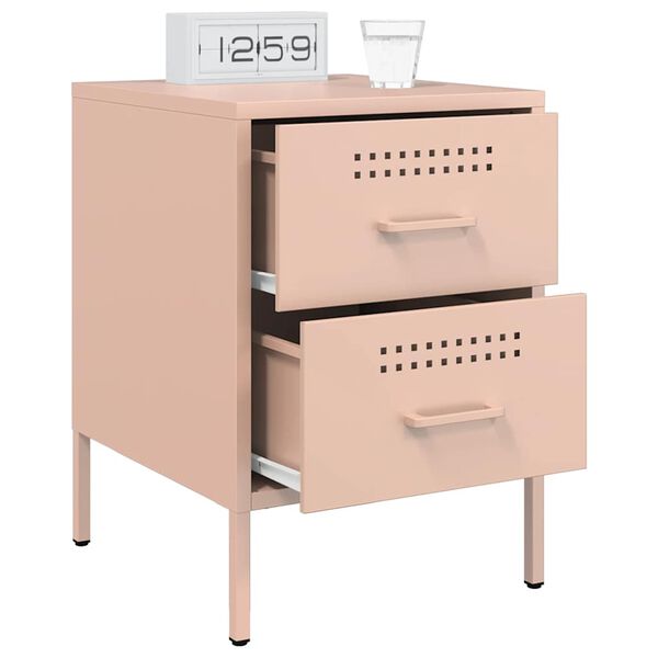 vidaXL Bedside Cabinets 2 pcs Pink 36x39x50.5 cm Steel
