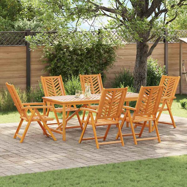 vidaXL Garden Dining Set 7 pcs Brown Solid Acacia Wood