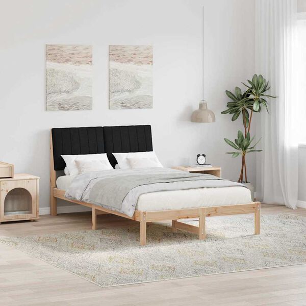vidaXL Bed Frame with Headboard Brown 120 x 200 cm Solid Pine Wood