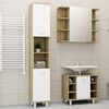 vidaXL 3 Piece Bathroom Furniture Set White and Sonoma Oak Engineered Wood