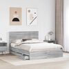 vidaXL Bed Frame with Drawer Grey Sonoma 150 x 200 cm Engineer Wood