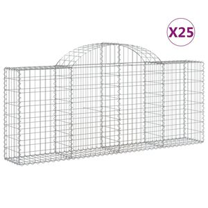 vidaXL Arched Gabion Baskets 25 pcs 200x30x80/100 cm Galvanised Iron