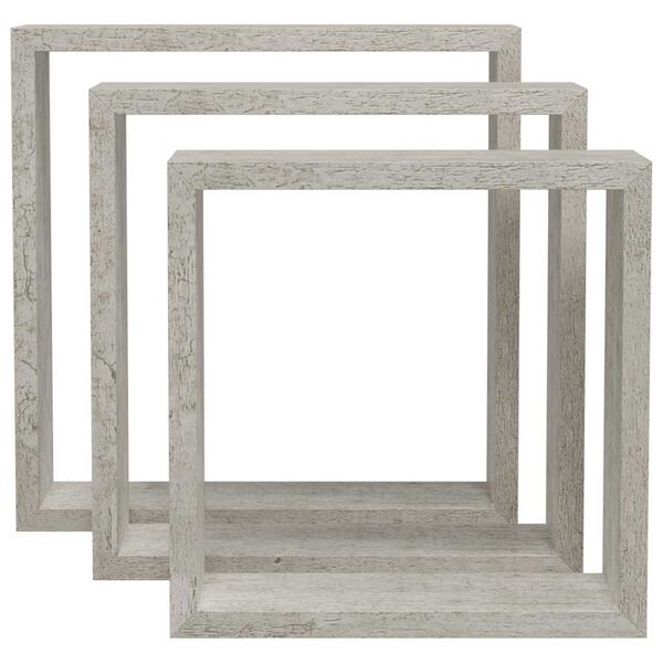 vidaXL Wall Cube Shelves 3 pcs Concrete Grey