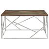 vidaXL Coffee Table Silver Stainless Steel and Solid Wood Reclaimed