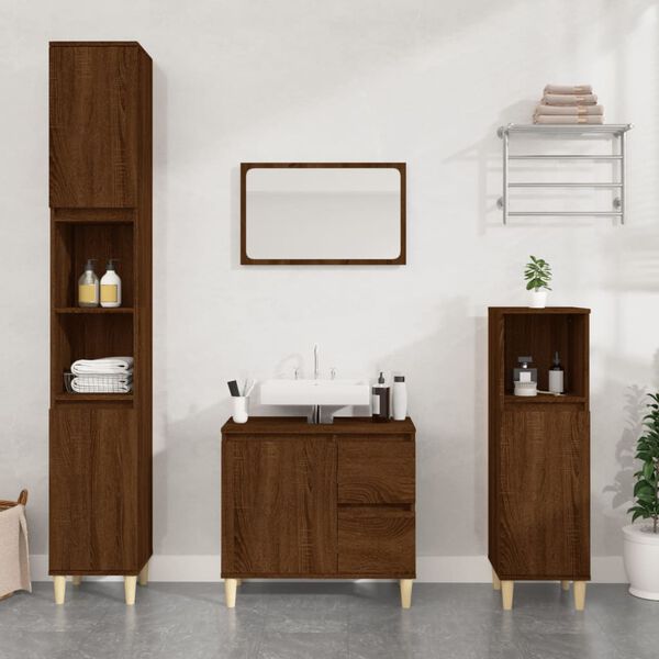 vidaXL Bathroom Cabinet Brown Oak 30x30x100 cm Engineered Wood