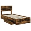 vidaXL Storage Bed with Drawer Smoked Oak 90 x 200 cm Engineered Wood