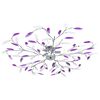 vidaXL Ceiling Lamp with Acrylic Crystal Leaf Arms for 5 E14 Bulbs Purple