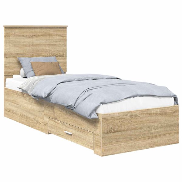 vidaXL Bed Frame Sonoma Oak and Silver 70 x 190 cm Engineered Wood