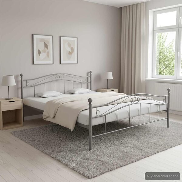 vidaXL Bed Frame without Mattress Grey Metal 160x200 cm