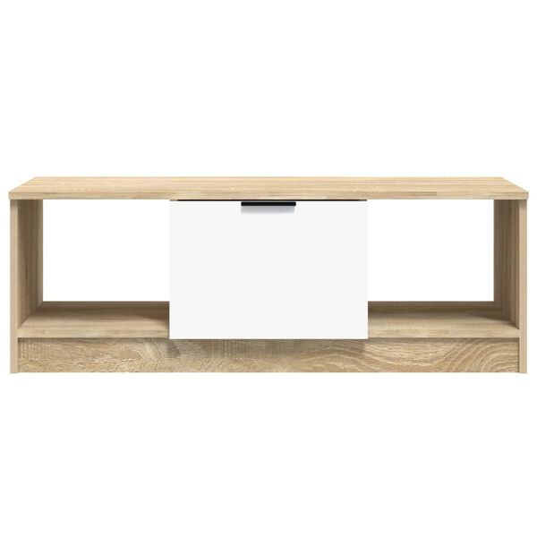 vidaXL Coffee Table White and Sonoma Oak 102x50x36 cm Engineered Wood