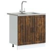 vidaXL Sink Base Cabinet Lucca 2 pcs Smoked Oak Engineered Wood
