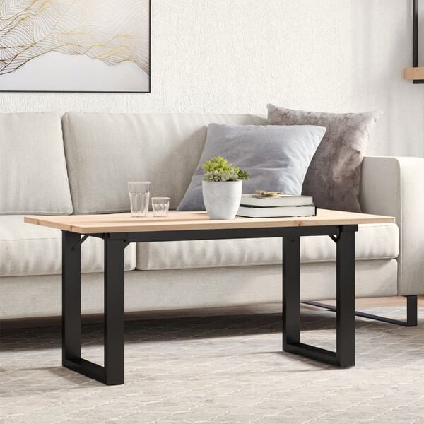 vidaXL Coffee Table O-Frame 90x40x45 cm Solid Wood Pine and Steel