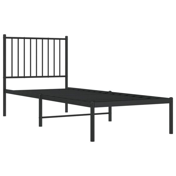 vidaXL Metal Bed Frame without Mattress with Headboard Black 75x190cm