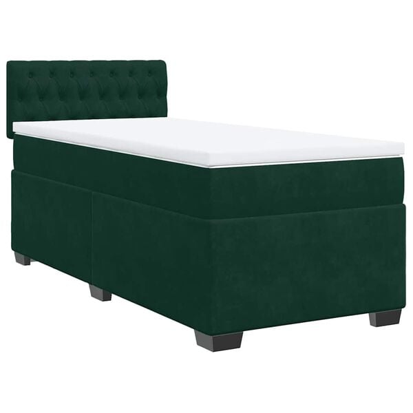 vidaXL Box Spring Bed with Mattress Dark Green 80x200 cm Velvet