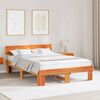 vidaXL Bed Frame with Headboard Wax Brown 150 x 200 cm Solid Pine Wood