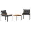 vidaXL Outdoor Furniture Set 3 pcs Dark Grey Poly Rattan