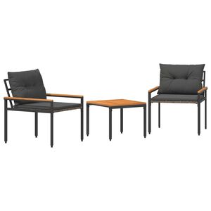 vidaXL Outdoor Furniture Set 3 pcs Dark Grey Poly Rattan