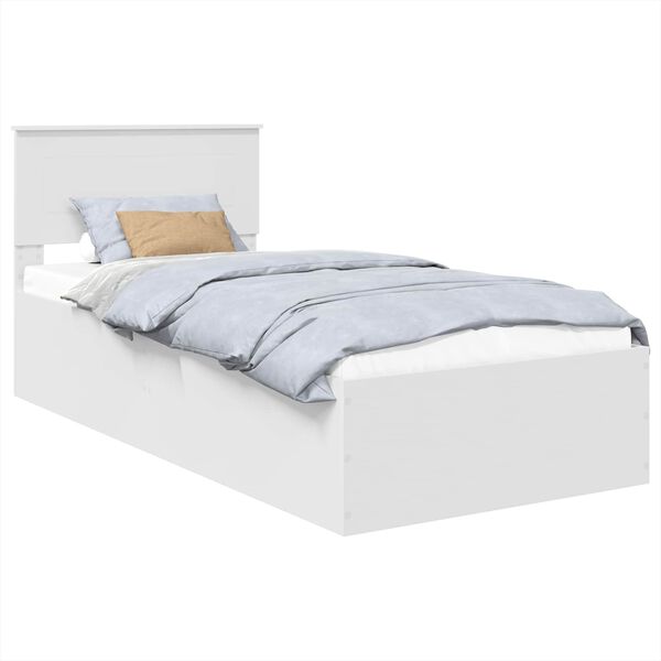 vidaXL Bed Frame with Headboard White 100 x 200 cm Engineered Wood