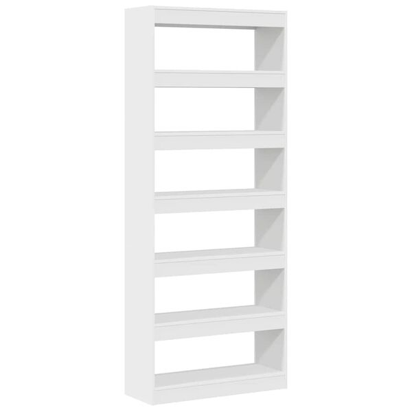 vidaXL Book Cabinet with Shelf White 80 x 30 x 198 cm Engineered Wood