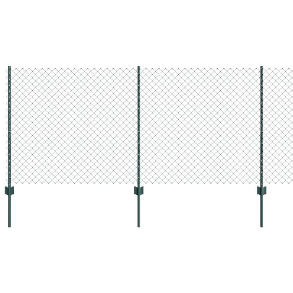 vidaXL Fence with Post Green 1 x 10 m Steel and PVC