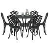 vidaXL Garden Dining Set 7 pcs Black 90 x 90 x 75 cm Cast Aluminium