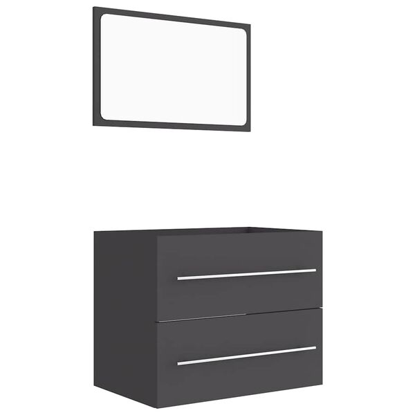 vidaXL 2 Piece Bathroom Furniture Set Grey Engineered Wood