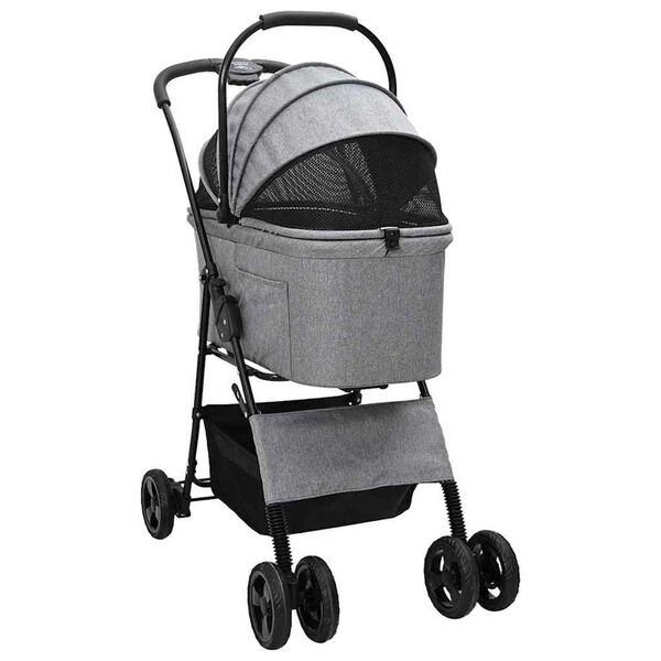 vidaXL Folding Pet Stroller Grey 81 x 47 x 99 cm 600D Oxford fabric