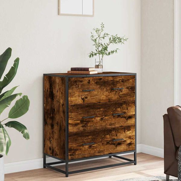 vidaXL Sideboard Smoked Oak 68x35x76 cm Engineered Wood and Metal