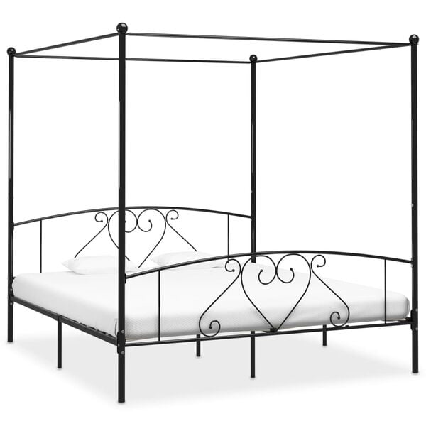 vidaXL Bed Frame without Mattress with Canopy Black 200x200 cm Metal