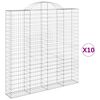 vidaXL Arched Gabion Baskets 10 pcs 200x30x200/220 cm Galvanised Iron
