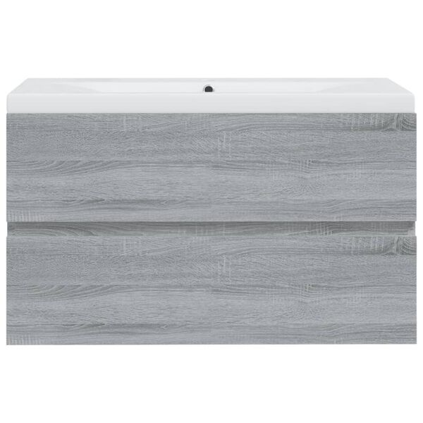 vidaXL Sink Cabinet with Built-in Basin Grey Sonoma Engineered Wood
