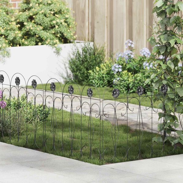 vidaXL Garden Fence Trellis Black 305.5 x 55.5 x 0.3 cm