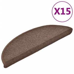 vidaXL Stair Mats 15 pcs 56x17x3 cm Coffee Brown Half Round