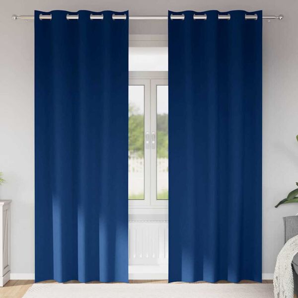 vidaXL Blackout Curtains with Rings 2 pcs Dark Blue 225 x 140 cm