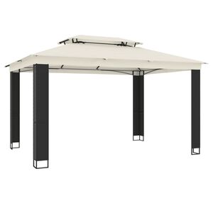 vidaXL Gazebo with Double Roof Cream 3.94x2.96 m Steel
