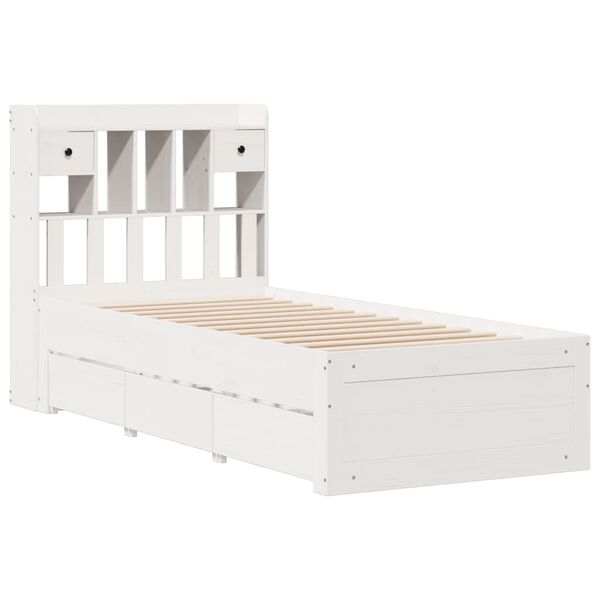 vidaXL Bookcase Bed without Mattress White 90x190 cm Single Solid Wood Pine