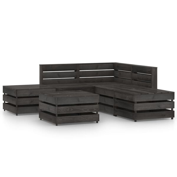 vidaXL 6 Piece Garden Lounge Set Grey Impregnated Pinewood