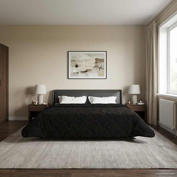 vidaXL Full Year Duvet Black 200 x 220 cm Microfiber and Teddy fleece