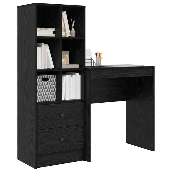 vidaXL Desk with Drawer 2 pcs Black Oak