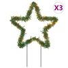 vidaXL Christmas Light Decorations with Spikes 3 pcs Star 50 LEDs 29cm