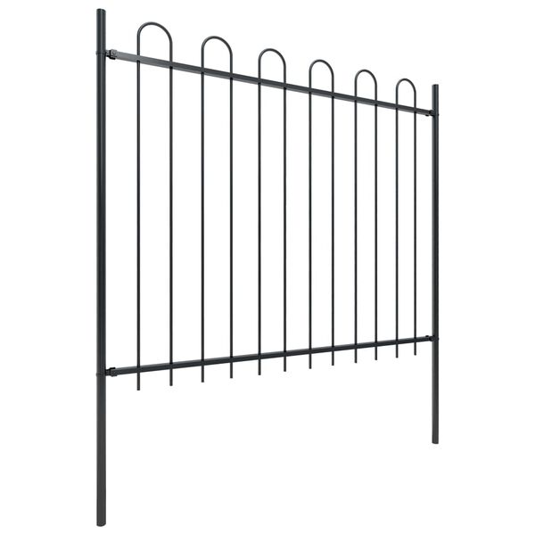 vidaXL Garden Fence with Hoop Top Steel 1603.5x150 cm Black