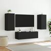 vidaXL 3 Piece TV Wall Cabinets with LED Lights Black