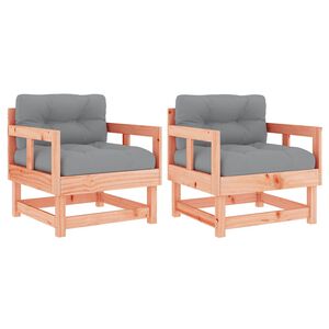 vidaXL Garden Chairs with Cushions 2 pcs Solid Wood Douglas