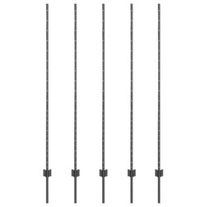vidaXL Embedded Fence Post 5 pcs Grey 200 cm Powder-Coated Steel