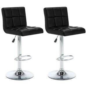 vidaXL Bar Stool | Set of 2 | Black | Faux leather | Height-Adjustable